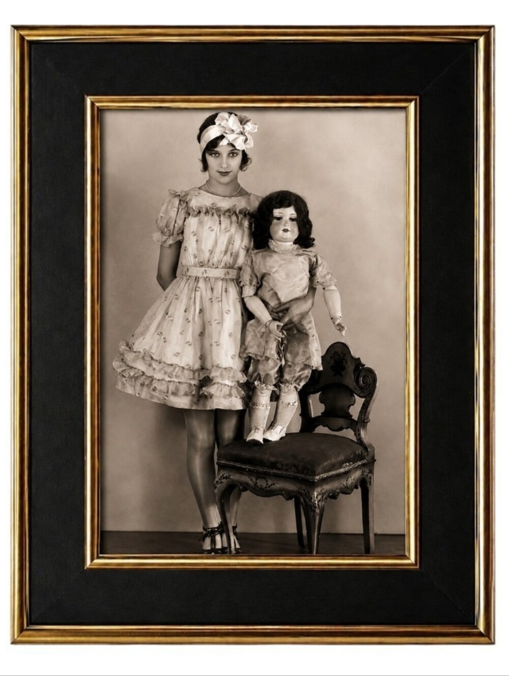 Vintage Victorian Woman w doll antique boho shabby Paranormal Spooky Antique Art